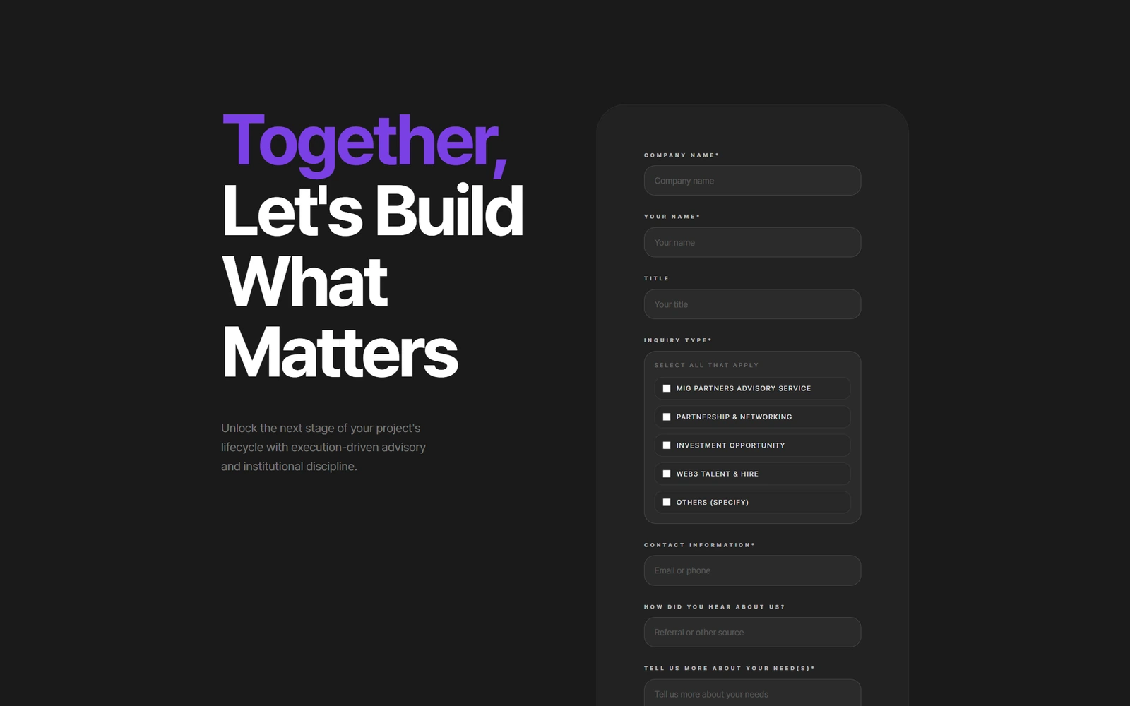 MIG PARTNERS 웹사이트 화면 4