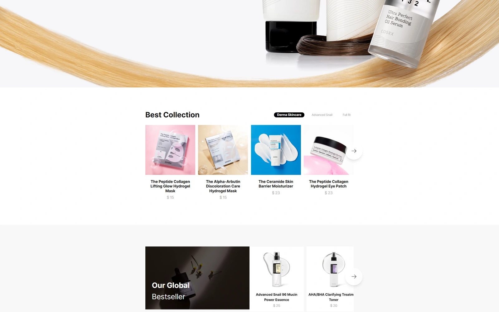 COSRX OFFICIAL BRAND SITE 웹사이트 화면 3